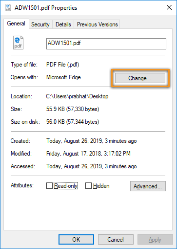 File type association change